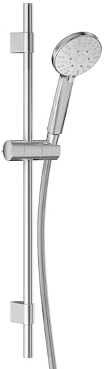 Ensemble douche Eco 100 + Barre + Flexible Chrome Douchette à main Ø 100 mm, 3 jet. flexible de douche chromé anti-torsion et support de douchette réglable E31176-CP By Jacob Delafon Paris