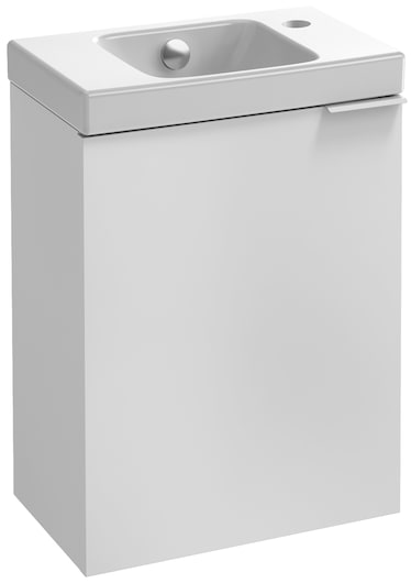 Ensemble lave-mains TOLBIAC L.40 x P.25 x H.50 cm, avec lave-mains céramique percé 1 trou et meuble sous lave-mains porte réversible mélaminé finition Blanc Réf. EBP2349-NWT By Jacob Delafon Paris