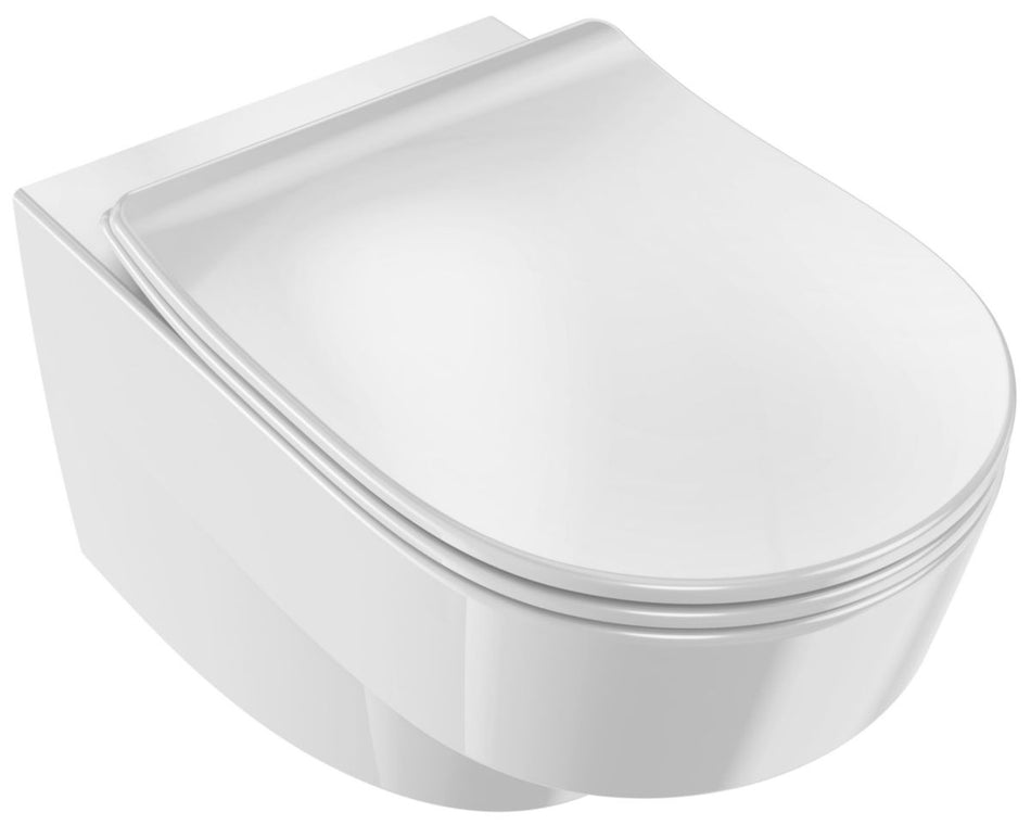 Jacob Delafon Paris ODEON RIVE GAUCHE Wall-hung rimless WC pack with soft-close, clip-off, extra-flat seat. Ref. EDR132-00