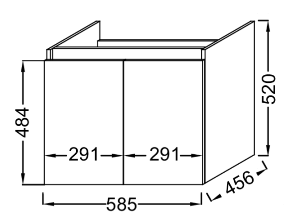 TOLBIAC 60 Furniture Pack, 2 Doors, No Mirror. "Colorado Oak" Finish CEB2356-Ecd By Jacob Delafon Paris