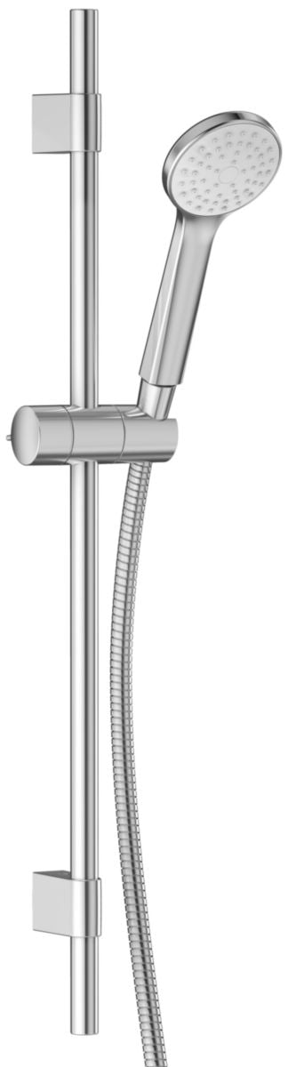 Ensemble douche Eco 80 + Barre + Flexible Chrome - Douchette à main Ø 80 mm, 1 jet. flexible de douche chromé standard et support de douchette réglable. Chromé Réf. E31173CP By Jacob Delafon Paris