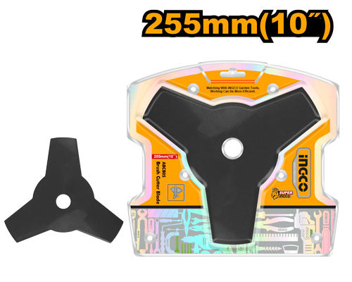Lame 3 dents de 255mm (10"). Compatible avec débroussailleuses essence GBC5434411, GBC5434421, etc.