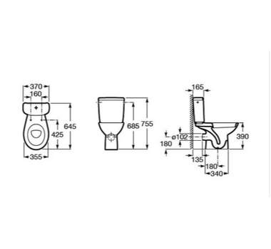 ROCA ADELE series "Horizontal" outlet close-coupled WC with cistern and standard seat - A3421950001