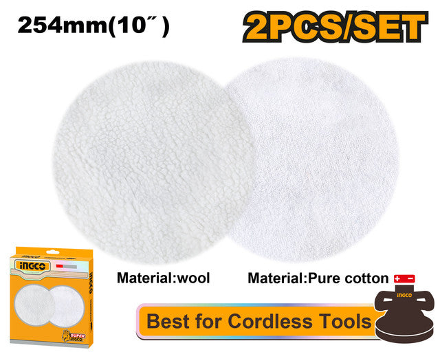 Lot de 2 bonnets en laine/coton de 254mm pour polisseuse COPLI202548.