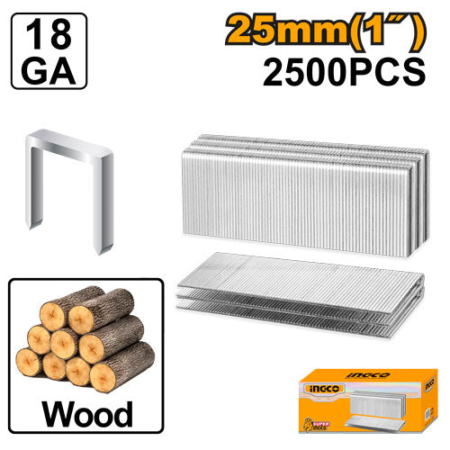 Box of 2500 25mm staples for ACN50401 stapler. 18 gauge.