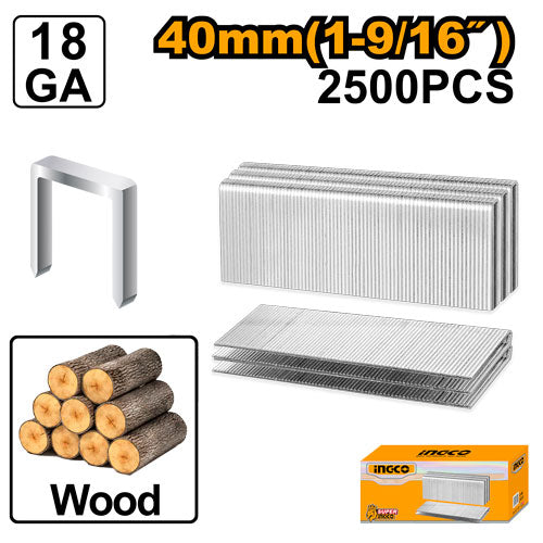 Box of 2500, 40mm staples for ACN50401 stapler. 18 gauge.