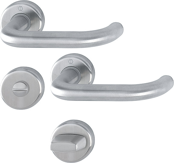 HOPPE BADEN stainless steel rose handle set with turn and release, for WC/bathroom doors