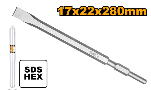 Flat hexagonal chisel 17x280mm. For PDB13008 hammer.