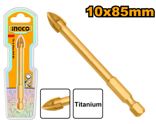 Foret carbure pour carrelage/verre 10x85mm. Queue hex 1/4".