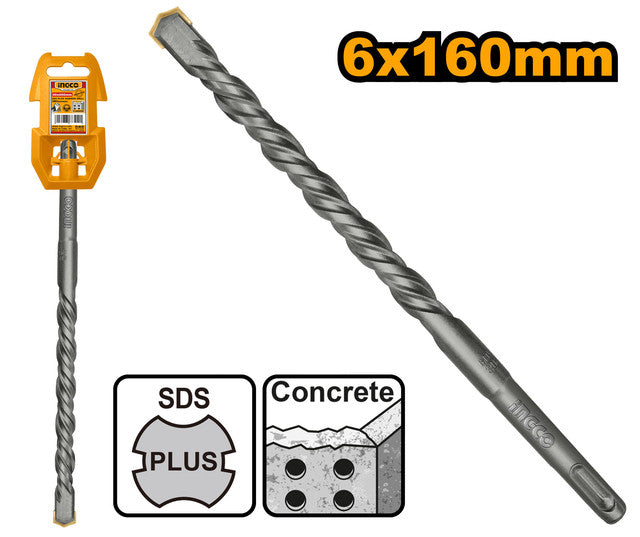 Foret SDS Plus pour béton. Diamètre 6mm, longueur 160mm.