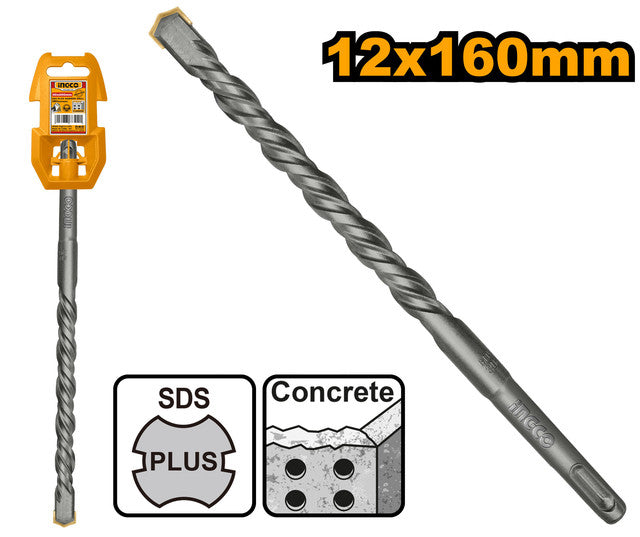 Foret SDS Plus pour béton. Diamètre 12mm, longueur 160mm.