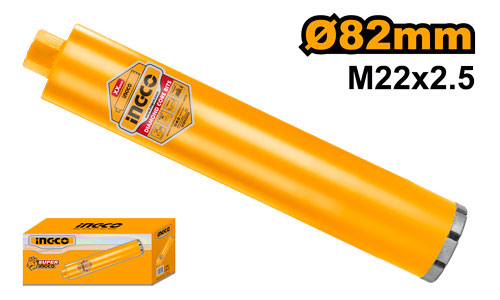 Couronne diamantée pour béton armé - Diamètre 82mm et Longueur 450 mm.