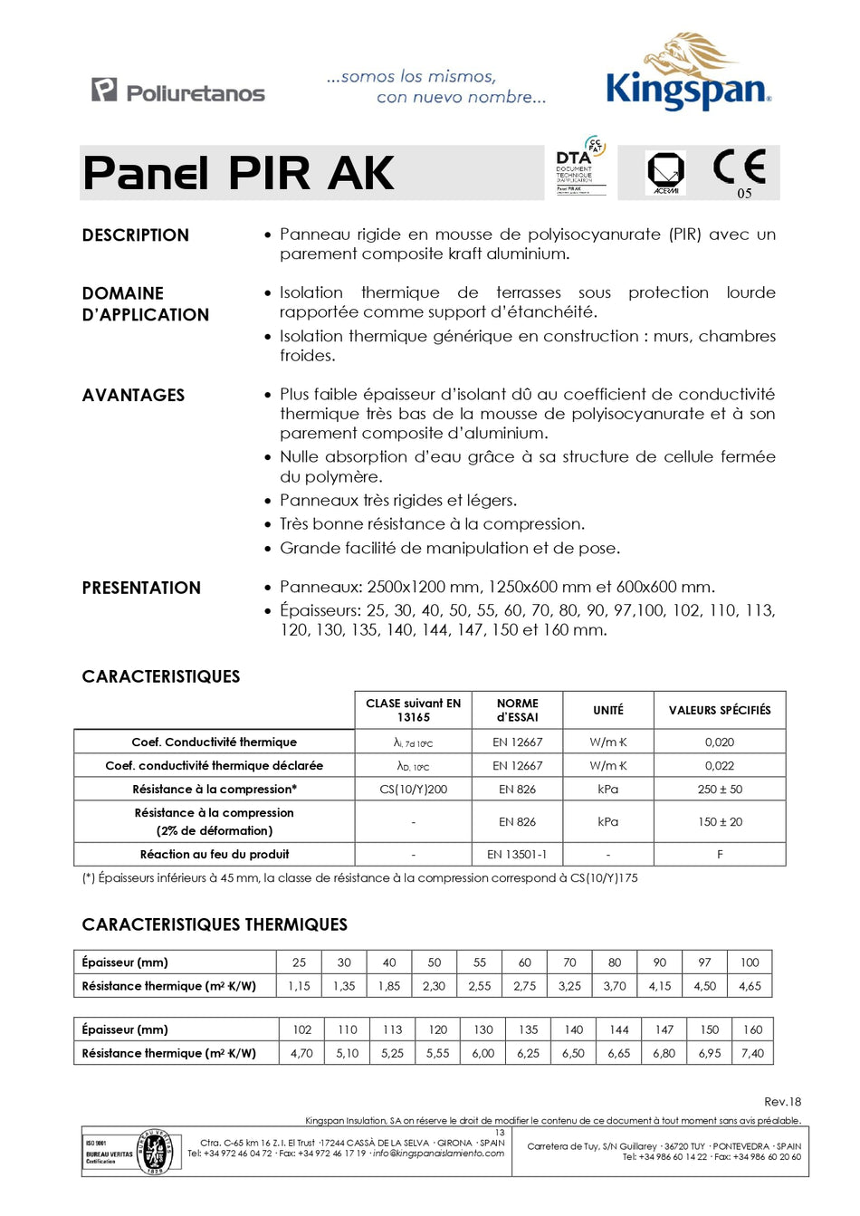 Panneau mousse isolante (PIR) AK40 Kingspan - Dimension : 600 MM X 600 MM Epaisseur 40MM