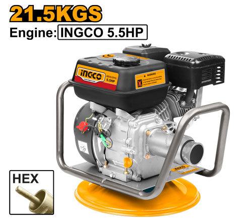 Concrete vibrator with gasoline engine: 4.0 kW (5.5 HP) - Type: GVR-22 - compacts fresh concrete by eliminating air bubbles and voids, ensuring a dense, homogeneous and resistant structure. Hexagonal (HEX) coupling - Supplied without poker.