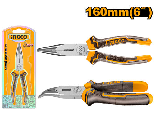 Pince à bec long coudé 6", acier Cr-V.