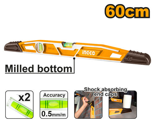 Niveau aluminium 60cm, précision 0.5mm/m. Poids 790g.