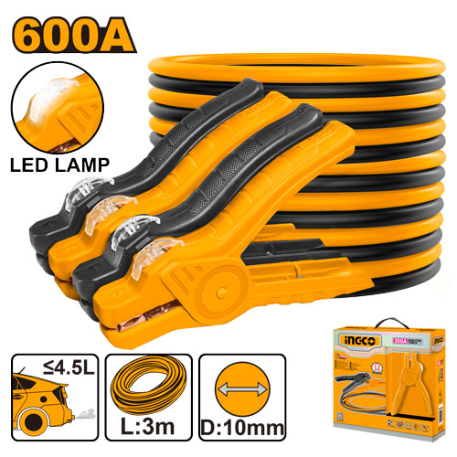 600A Booster Cables with LED lamp. 3m length.