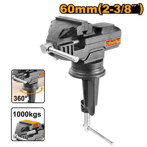 Swivel base vice, clamping force 1000kg. Weight 1.7kg.