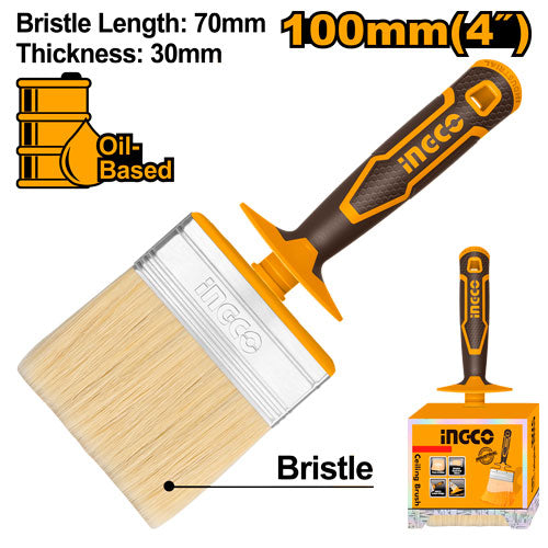 Flat 4" brush for oil painting. Bristle length 70mm.