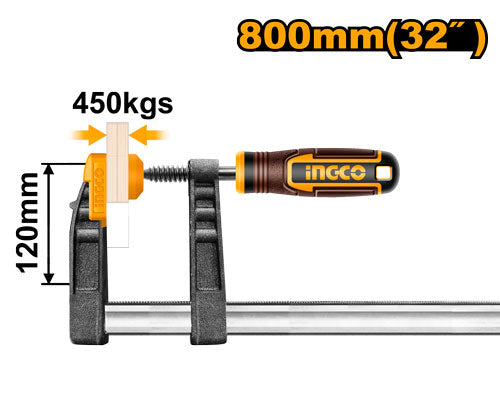 Grand serre-joint 120x800mm, force serrage 450kg.