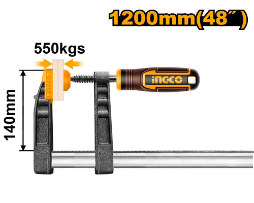 Grand serre-joint 140x1200mm, force serrage 550kg.