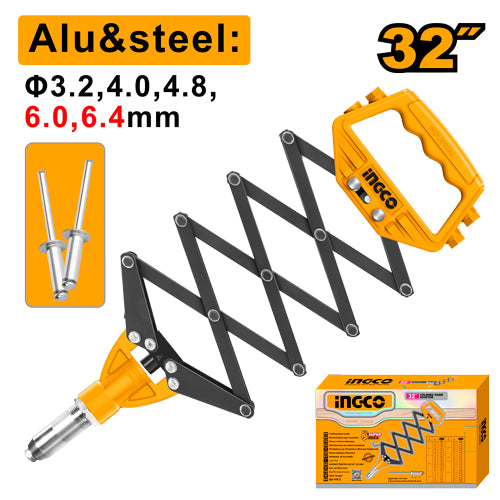 Pince à rivet accordéon pour rivets 3.2, 4, 4.8, 6, 6.4mm.