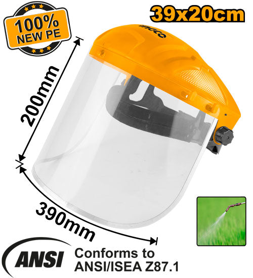 Impact-resistant polycarbonate visor.