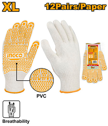 Gants tricotés XL avec points PVC. Anti-coupure et anti-abrasion.