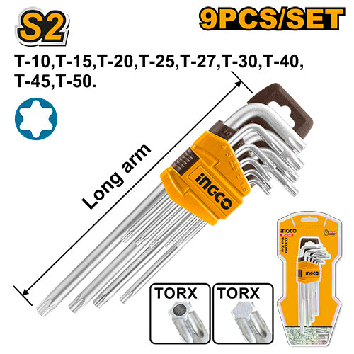 Jeu de 9 clés Torx (T10-T50).