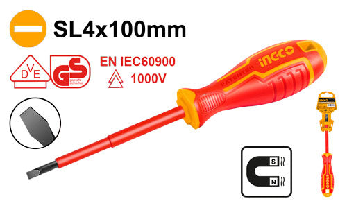 Insulated screwdriver 1000V, slotted SL4x100mm.