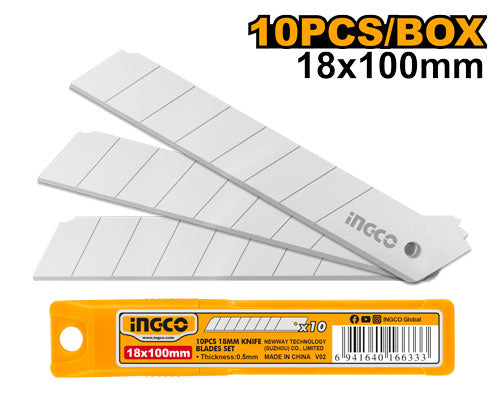Lot de 10 lames de cutter 18x100mm.