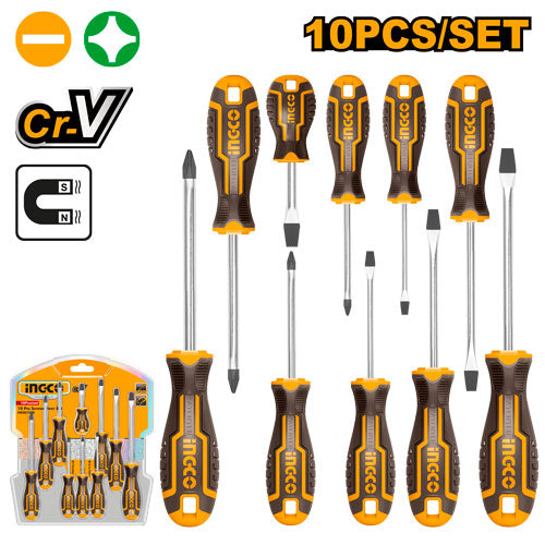 Set 10 tournevis (SL3/4/5.5/6.5/8, PH0/1/2/3, SL6.5x38).