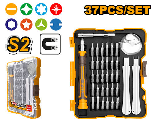 Set 37 précision: manche, 30 embouts 4mm, ventouse, etc.