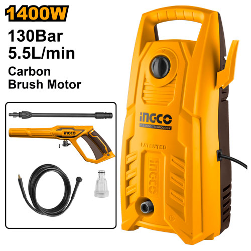 Nettoyeur HP 1400W, 130 bars. Moteur fil cuivre, tuyau 5m.