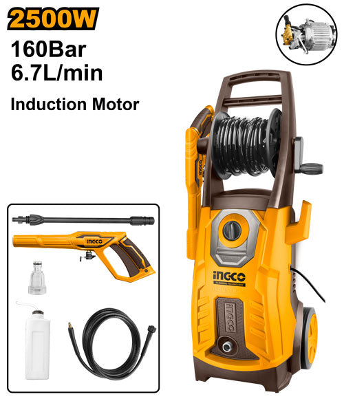 Nettoyeur HP 2500W, 160 bars. Moteur induction fil cuivre.
