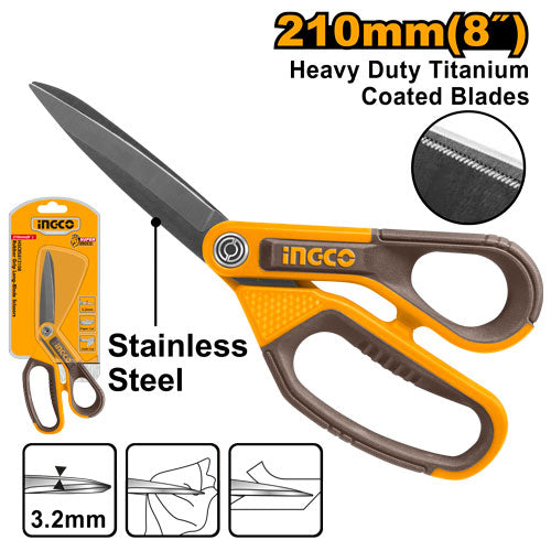 8" long-bladed scissors, titanium-plated stainless steel.