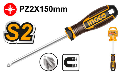 Magnetic Pozidriv screwdriver PZ1, S2. Length 100mm.