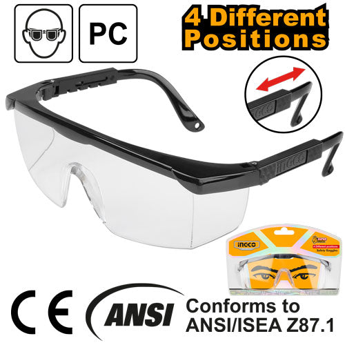 Lunettes de protection, branches réglables.