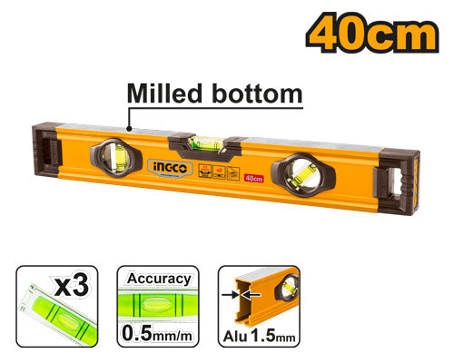 Niveau alu 40cm - Longueur : 40cm Précision : 0.5mm/m En Aluminium