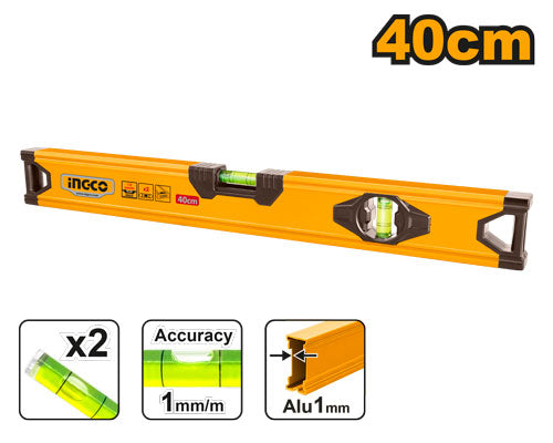 Niveau alu 40cm, épaisseur 1mm.