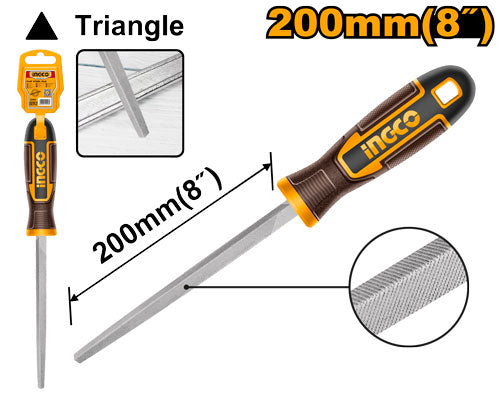 Lime triangulaire acier 200mm, T12.