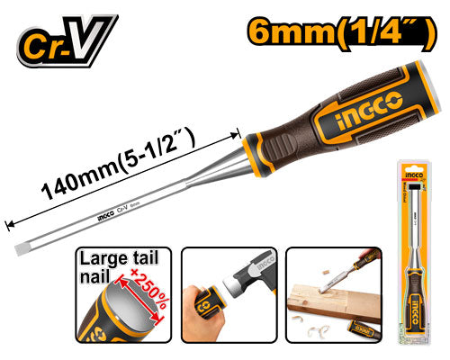 Wood chisel 6mm, length 140mm.