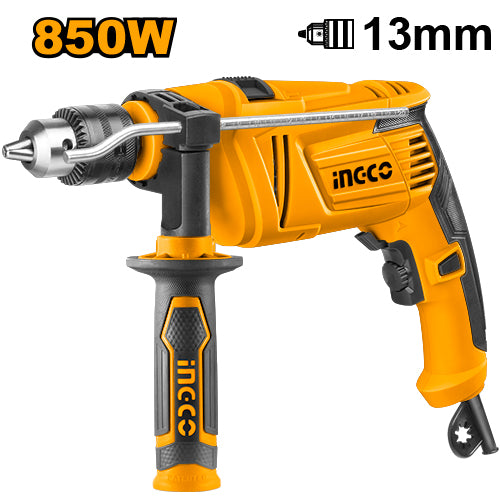 Perceuse percussion 850W, capacité 13mm. Protection surcharge.