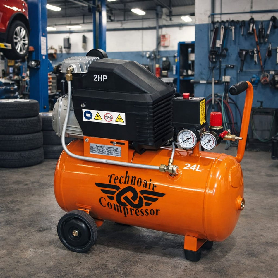 Compresseur 24 Litres à entrainement direct Semi-Pro - TECHNOAIR - compact et mobile.