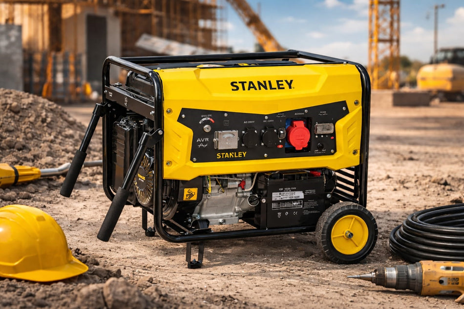 Générateur STANLEY - 7.5 KW - Technologie AVR | 220V | ESSENCE -  Solution idéale pour alimenter des équipements électriques dans les domaines de l'industrie et de la construction.