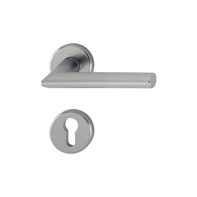 Poignée STOCKHOLM  By HOPPE en aluminium avec rosaces à entrée de clé, pour portes intérieures, Aspect Inox.