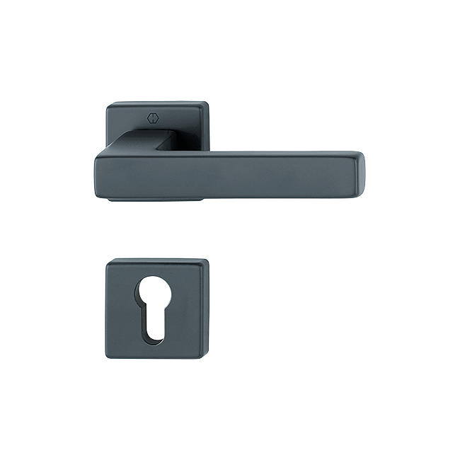 Poignée TOULON  By HOPPE en aluminium avec rosaces à entrée de clé, pour portes intérieures, Noir Mat.