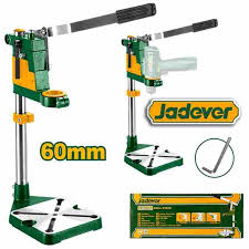 Drill Stand Aluminum Alloy Base and Body Stand capacity: 43 mm Single effective stroke: 60 mm Packed by color box JADEVER JDADS1509