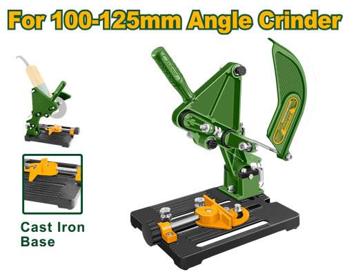 Angle Grinder Stand For 100-125mm angle grinders Aluminum alloy body Cast iron base Clamping angle adjustable from 0 to 45° Table size: 190x235mm Packed by color box JADEVER JDASC1251