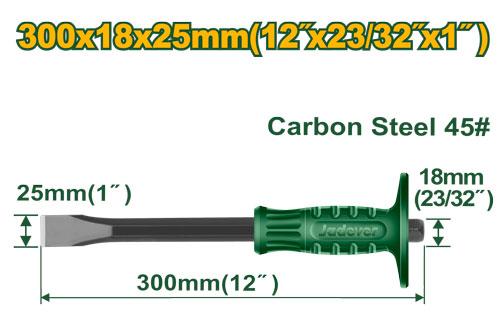Burin plat taille 25mm * 18mm * 300mm - Matériau : acier au carbone 45#Traitement thermiqueEmballé par étiquette JADEVER JDCC1302